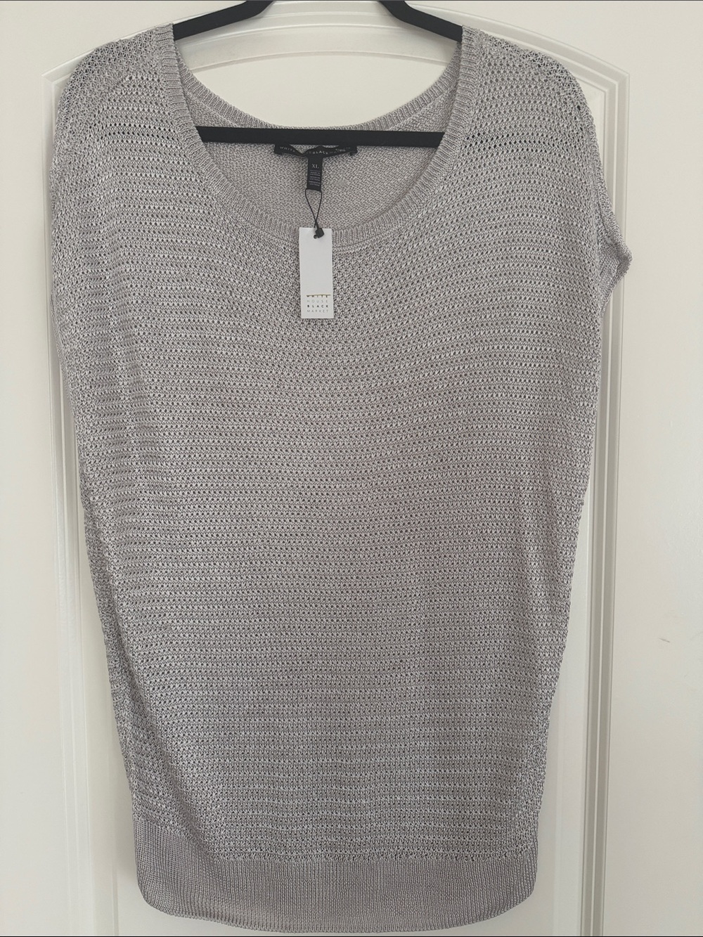 WHBM Light Gray Knit Cap Sleeve Women's Top